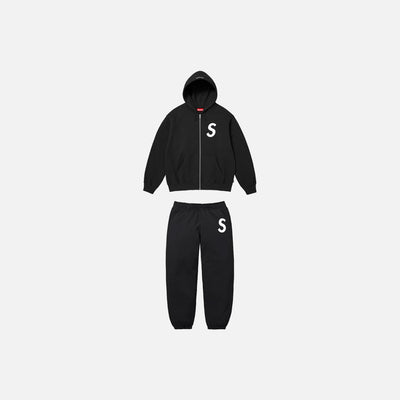 Supreme S Logo Zip Up Tracksuit Black