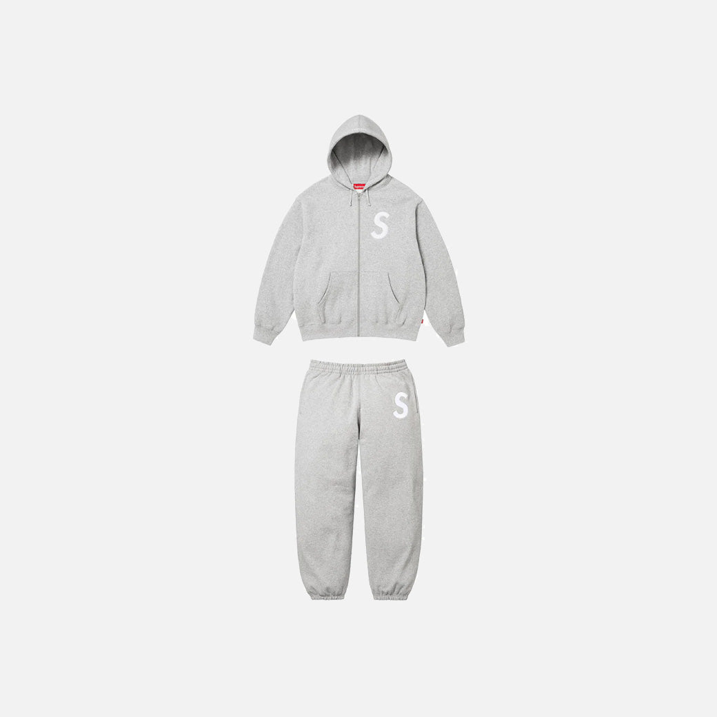 Supreme S Logo Zip Up Tracksuit Grey