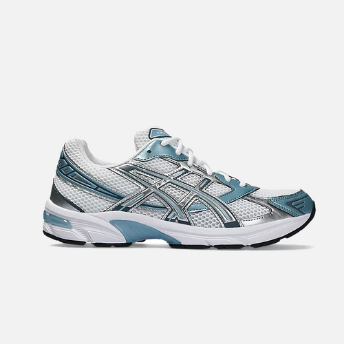 ASICS Gel-1130 White Shark Skin lateral side profile showing signature ASICS stripe design and GEL cushioning system