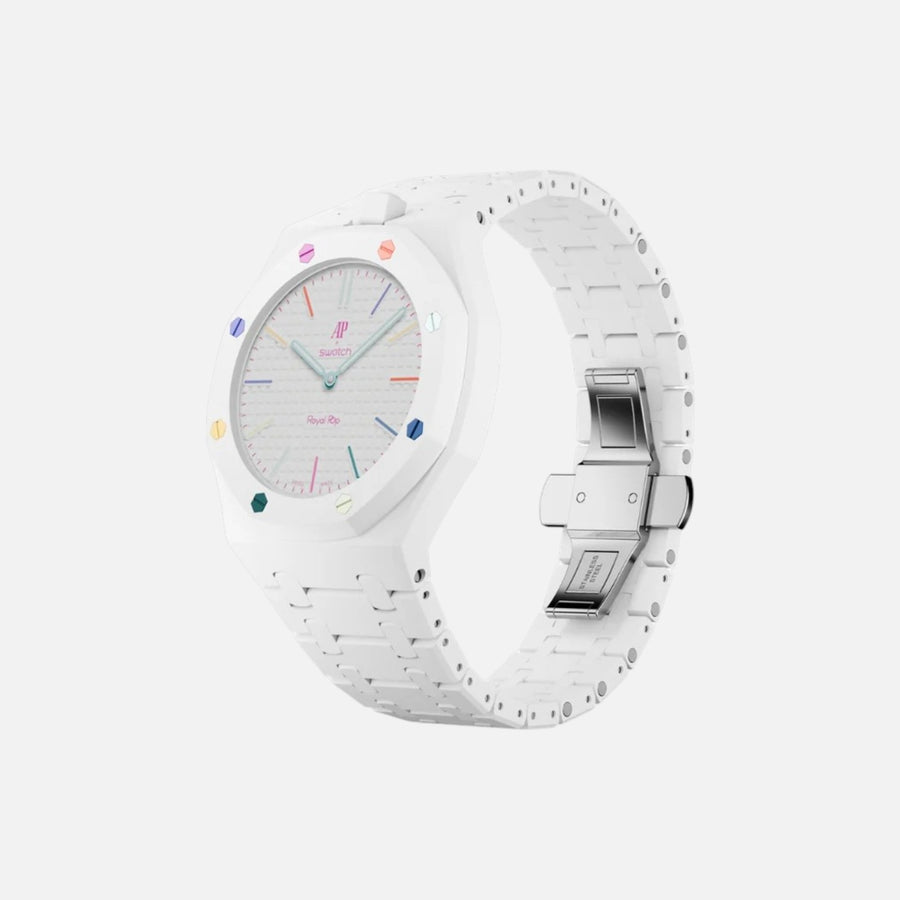 Swatch X Audemars Piguet Royal Pop Bioceramic Watch Strap Huit Blanc