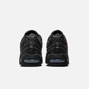 Levi’s x Nike Air Max 95 OG Black Anthracite back view, limited edition sneaker collaboration, detailed rear profile of black and anthracite Air Max 95, premium streetwear trainers.