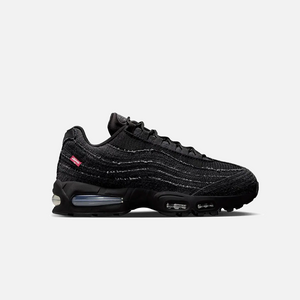Levi’s x Nike Air Max 95 OG Black Anthracite sneakers, limited edition collaboration, classic Air Max 95 silhouette, black and anthracite colorway, premium streetwear trainers.