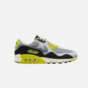 Patta x Nike Air Max 90 SP Waves Cyber Yellow sneakers, limited edition collab, retro running shoes, men's Nike trainers, streetwear sneakers, Side View.