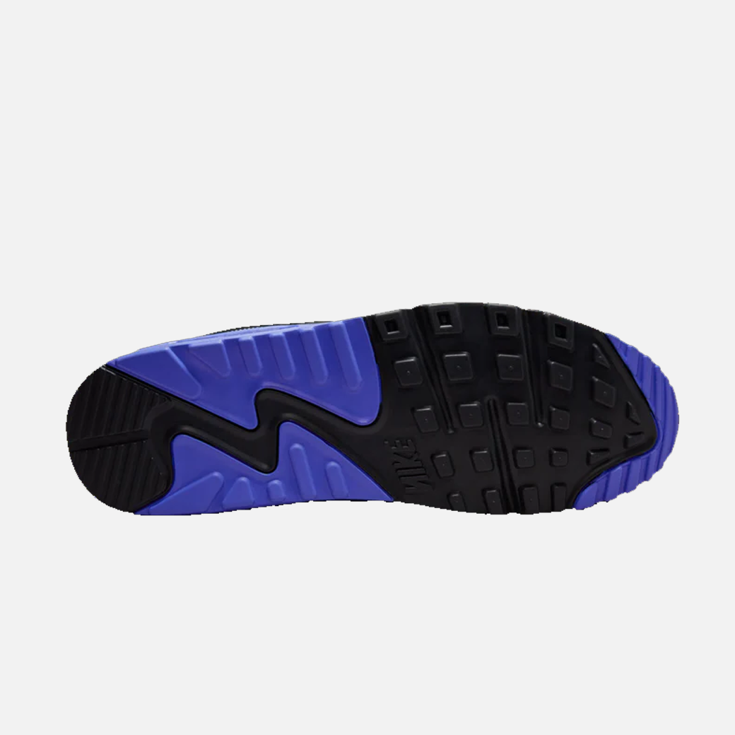 Patta x Nike Air Max 90 SP Waves Sapphire Purple sneakers, limited edition collab, retro running shoes, men's Nike trainers, streetwear sneakers, Bottom View.