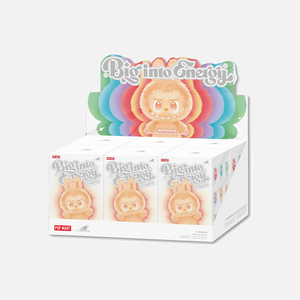 Box of 6 Pop Mart Labubu Big Into Energy Series V3 blind vinyl plush pendants with energy-themed character designs