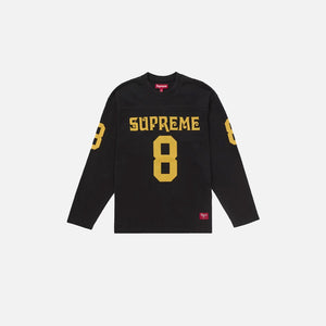 Black long-sleeve shirt with 'Supreme' and number '8' on a white background