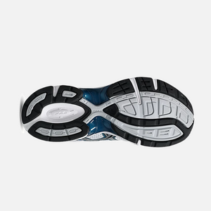 ASICS Gel-1130 sneakers in white and restful teal with mesh upper and retro running design, bottom view